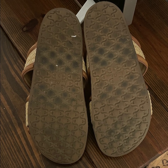 Sam Edelman Rowan Tan Raffia & Leather Slide Sandals - Picture 3 of 5